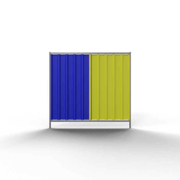 Mobile fence Trapez | Sheet metal panel: blue / yellow | height: 2.00 m